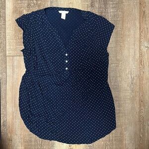 H&M Mama Blue Polka Dot Cap Sleeve Top